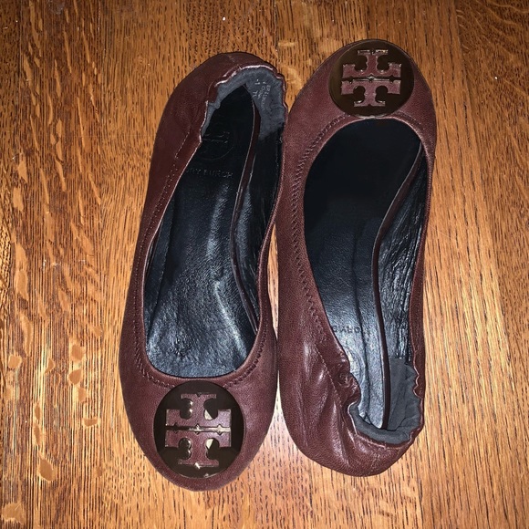 Tory Burch Ballet Flats; purple and gold; size 7 - Picture 2 of 4